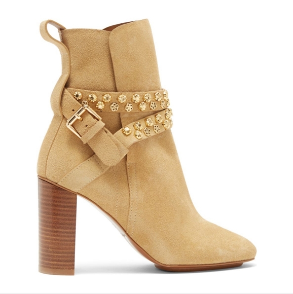 See by Chloe Lean Embellished Bootie Suede Leather Heeled Boot Size 8 #654 - Picture 4 of 14